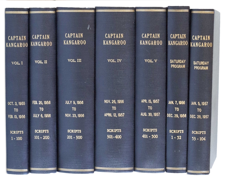 Spectacular Collection of ''Captain Kangaroo'' Scripts Owned by Bob Claver, Who Wrote & Produced the First Five Seasons -- Bound in 7 Volumes